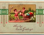 Cupido Cherubino Fantasia Pasqua Greetings Colorato Uovo Cart Goffrato DB - $5.08