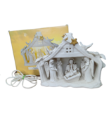 Vintage Porcelain Nativity Lamp White with Gold Accents With Box Works - £11.66 GBP