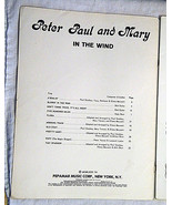Peter Paul and Mary In The Wind 1962 Sheet Music Song book 10 title songs - $8.99