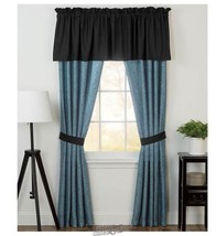 5-Piece Bonanza Curtain Set Teal Scroll Full - £15.00 GBP