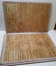 6 Bamboo Fabric Woven Checkered Placemats Rectangle 13x19  - $23.03