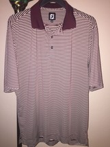 Mens FootJoy Maroon/White Golf Polo Shirt Sz Large w/Sterling Country Cl... - £34.94 GBP