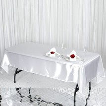White 60X102&quot;&quot; Rectangle Satin Tablecloth Wedding Party Home Banquet Linens Sale - £11.04 GBP