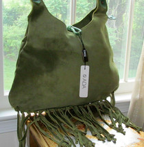 ADA COLLECTION GREEN SUEDE FRINGE HOBO CHICK BAG NWT - $286.10