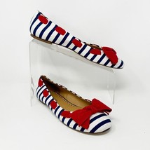 Gianni Bini Womens White Blue Striped Red Accents Fabric Ballet Flat, Si... - $21.73