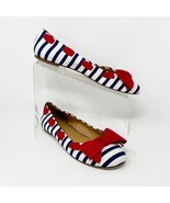 Gianni Bini Womens White Blue Striped Red Accents Fabric Ballet Flat, Si... - £17.16 GBP