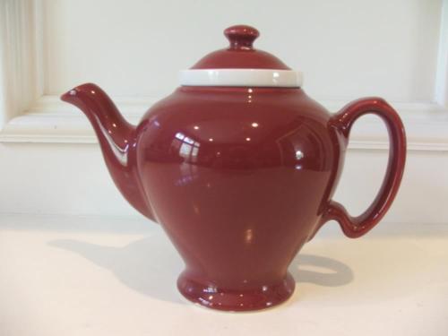 Vintage McCormick Tea Baltimore Md Teapot Burgundy Made in USA Tea Pot Infuser - $32.18