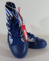 Hunter Kids Dipped Boots Canvas High Top Sneakers Blue Stripe Size 2 - £7.68 GBP