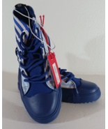 Hunter KIDS DIPPED BOOTS Canvas HIGH TOP SNEAKERS BLUE STRIPE Size 2 - $14.24