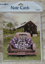 LEANIN TREE Old Pickup w/ Flowers~Pack of 8 Notecards #35626~Colorful Interiors - £6.20 GBP