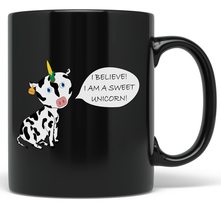 PixiDoodle Farmer Pun Unicorn Cute Cow Coffee Mug (11 oz, Black) - £20.70 GBP+