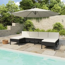 vidaXL Black & White Garden Lounge Set, 6-Piece, Rattan Furniture, Patio - $9,365.46 MXN