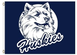 Connecticut Huskies Hand Blue Flag 3X5ft Banner Polyester with 2 Brass G... - £12.59 GBP