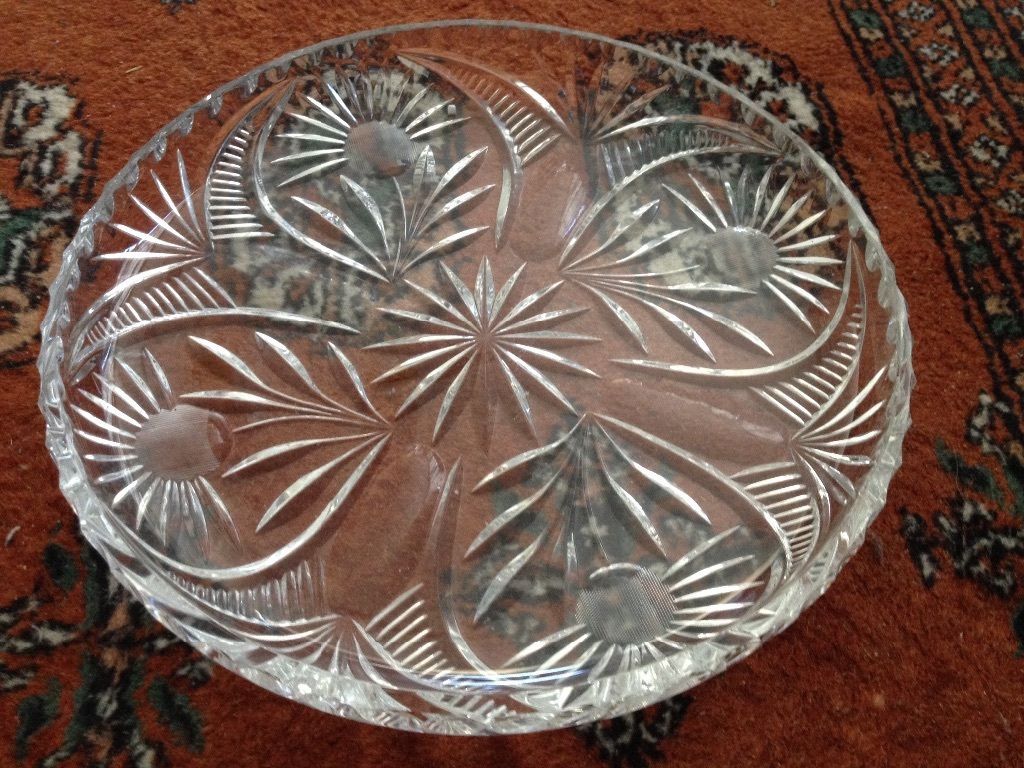 fine crystal glass serving platter 11" - $129.99