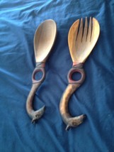 Wooden Giraffe Fork &amp; Spoon Set - £39.17 GBP