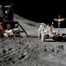 Apollo 15 Astronaut Jim Irwin works at the Lunar Roving Vehicle LRV Photo Print - £7.03 GBP+