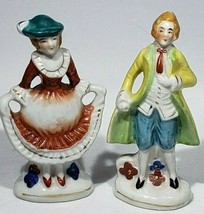 Set of TWO figurines 4 1/4&quot; Made in Occupied Japan Victorian Man Woman Figurines - £10.35 GBP