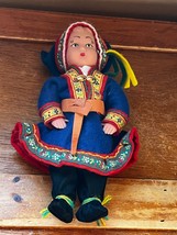 Vintage Plastic Doll w Eastern European Clothing Figurine – 8 inches high x 4 x - £7.46 GBP