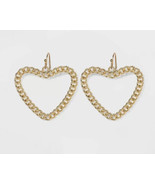 Wild Fable Gold Tone Chain Heart Nickel Free Dangle Earrings - £6.98 GBP