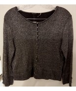 NEW VENINI NIGHTS CARDIGAN L  BUTTON UP BLACK GLITTER  - $11.88