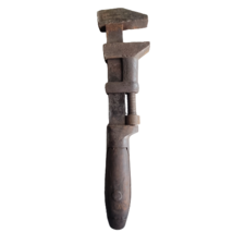 L. COES Vintage Wood Handled Adjustable Monkey Pipe Wrench USA 12 Inch Antique - £27.16 GBP