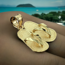 Gold Flip Flops 3D Charm Pendant Necklace - $190.39+