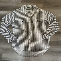 Levi&#39;s Sutter Creek Gray White Striped Men&#39;s Shirt Button Up Size Medium... - $19.75