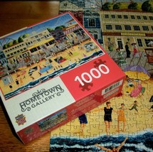Jigsaw Puzzle 1000 Pieces Folk Art Beach Fun Boardwalk Amusement Rides Complete - £11.67 GBP