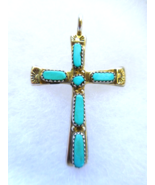 C. lule Zuni Turquoise Sterling Silver Cross Pendant - $65.55