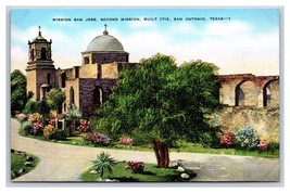 Mission San Jose Second Mission San Antonio Texas TX UNP Linen Postcard N18 - £1.51 GBP