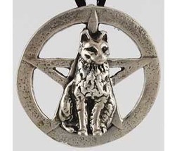 Cat Pentagram Pendant Necklace New - £23.85 GBP