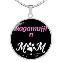 Ragamuffin Cat Mom Necklace Circle Pendant Stainless Steel Or 18k Gold 18-22&quot; - £43.48 GBP