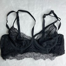 H&amp;M Women&#39;s Bra 36B Black Lace Underwire Longline Sheer Sexy Bralette - $20.00