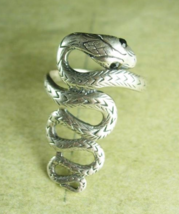 Sterling snake ring with a silver serpent that crawls down your finger black  - £116.62 GBP