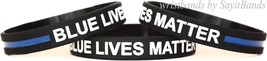 Three BLUE LIVES MATTER Wristbands - Awareness Support Bracelet Adult or Child - £4.70 GBP