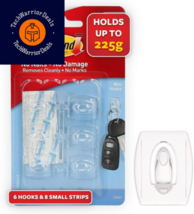 Command 395B, 1 inch, Clear, 6 Count 6 Hooks, Clear  - £13.12 GBP