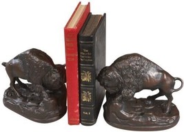 Bookends Bookend AMERICAN WEST Lodge Full Buffalo Resin Hand-Painted Hand-Cast - £174.51 GBP