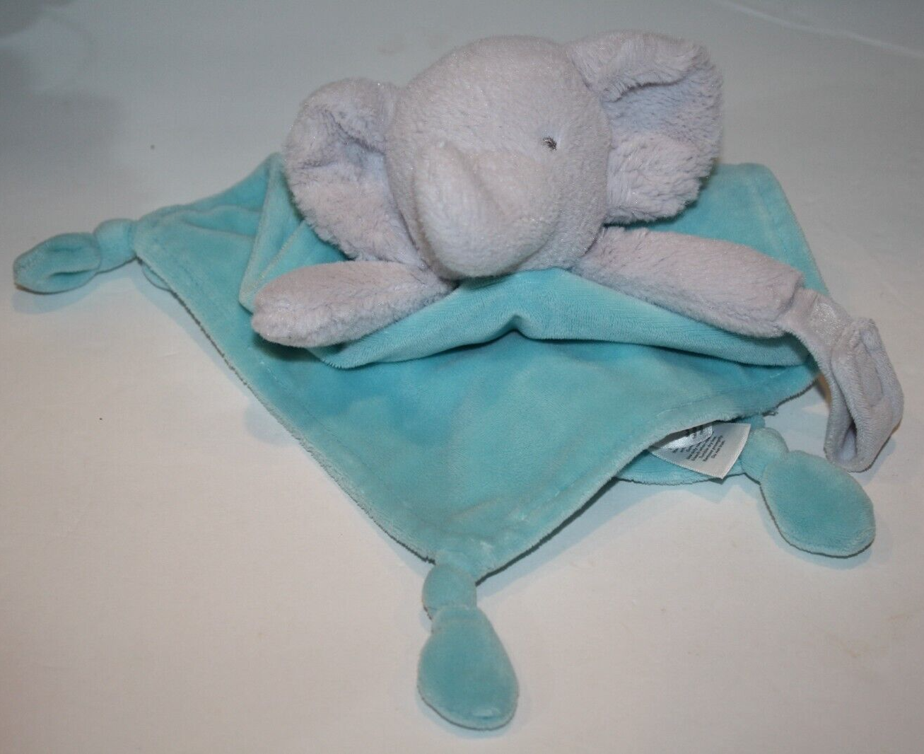 Primary image for Carters Elephant Rattle Aqua Blue Plush Lovey Security Blanket Pacifier Holder