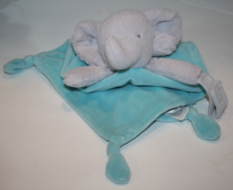 Carters Elephant Rattle Aqua Blue Plush Lovey Security Blanket Pacifier ... - £12.13 GBP