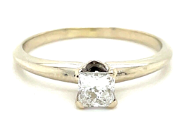 3/8ct Princess Cut Solitaire Engagement Diamond Ring 14k White Gold 2.1g - £1,566.73 GBP