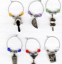 Set of 6 Silver Czech Glass COCKTAIL DRINK Glass Charms - £7.22 GBP