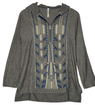 Murmur Hoodie Top Womens Size S Blue Striped Embroidered 1/4 Zip Pullove... - $14.40