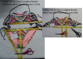 Adidas Let Go Deco Longline Bustier Multi Bikini Top M-Bottom L-TOP ONLY S - $18.99