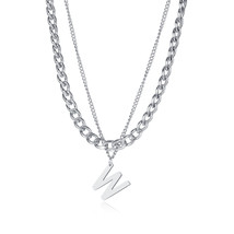 Wind W Letter Pendant Jewelry Simple Cold Style Twin Titanium Steel Necklace Fem - $9.00