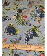 Northcott - Something Blue by Tina Higgins Butterflies &amp; Bouquets on Blu... - $4.92
