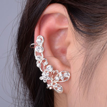 Butterfly Crystal Rhinestone Flower Leaf Ear Cuff Wrap Clip-on Stud Heli... - £6.24 GBP