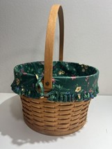 Longaberger Basket Liner Large Handle Round Green Floral 1996 Vintage Re... - £50.75 GBP