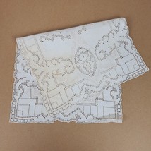 Vintage Embroidery w/ Cutouts Dresser Beige Doily Approx 9.5x15 Inch - $12.00