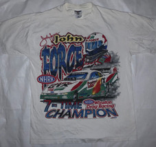 Rare VTG John Force Winston Drag Racing Champ USA White T Shirt NHRA Sz L - £38.93 GBP