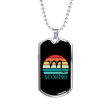 Scorpio Colors  Zodiac Necklace Stainless Steel or 18k Gold Dog Tag 24&quot; Chain - £37.32 GBP+